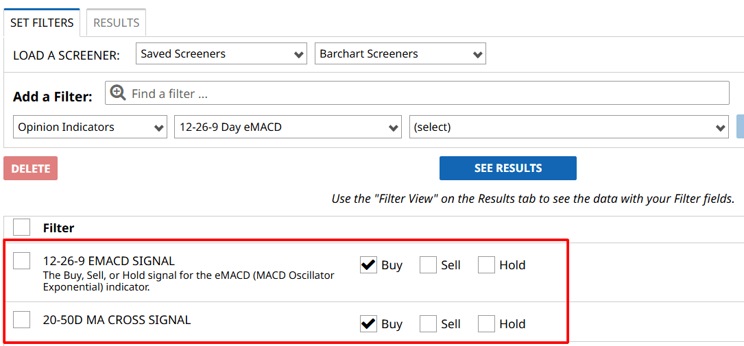 20-50 MA Cross and 12-26-9 EMACD