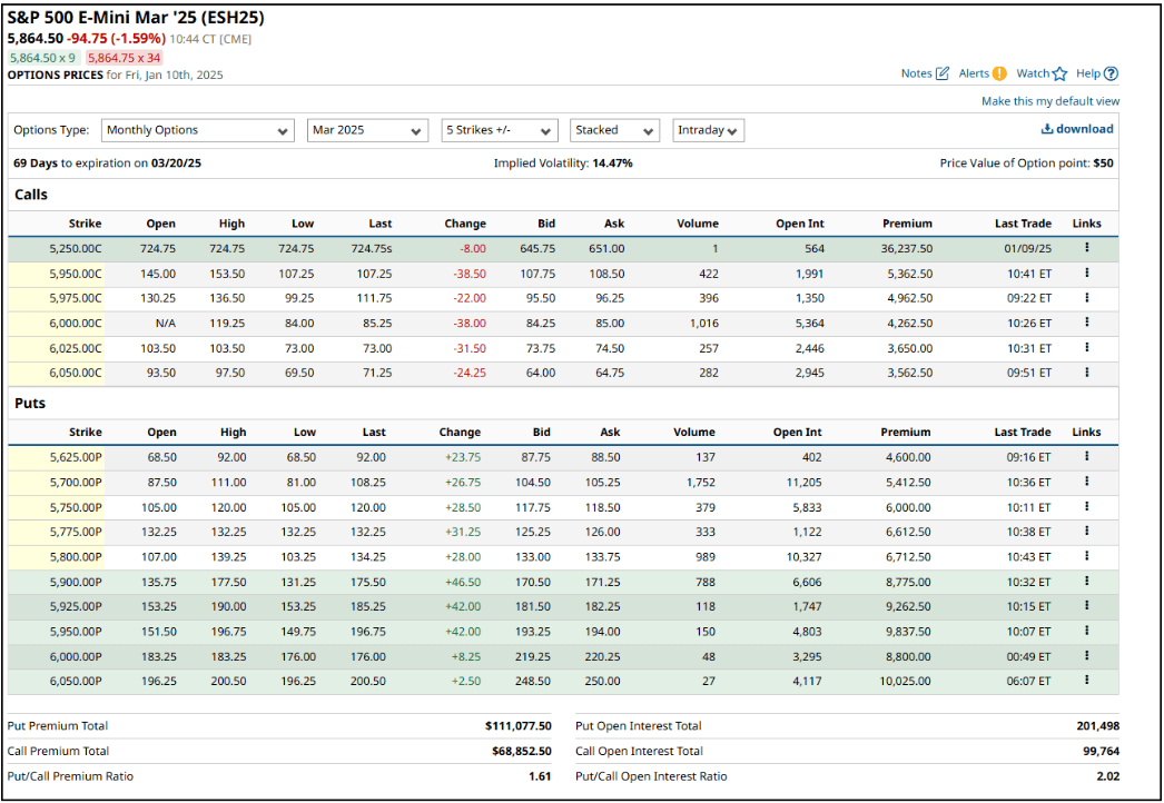 S&P 500 E-Mini Futures Options