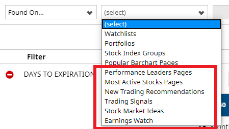 New Options Screeners filters for popular stock pages