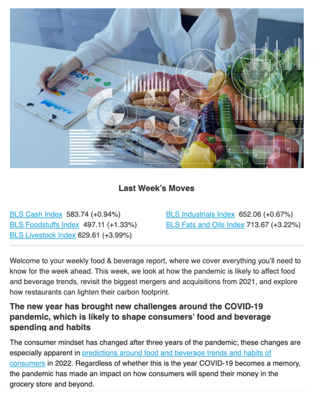 Free biweekly newsletter that examines the latest news and policy in food and beverage.